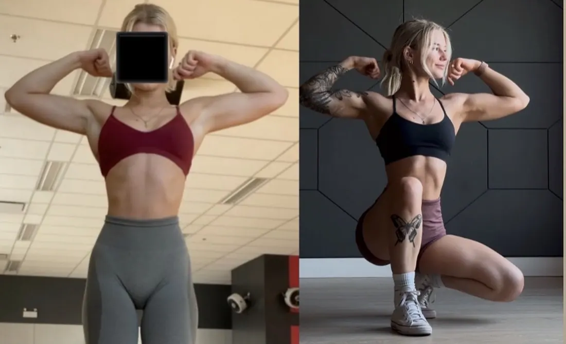 Before and after: front view, upper body and core progress